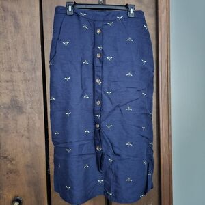 Joules Navy Blue Midi Skirt